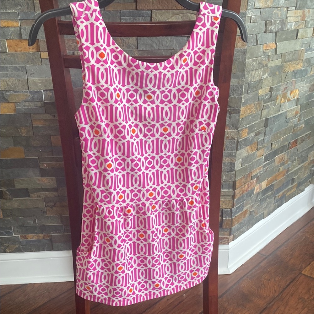 Pink and White Geometric Pattern Shirt